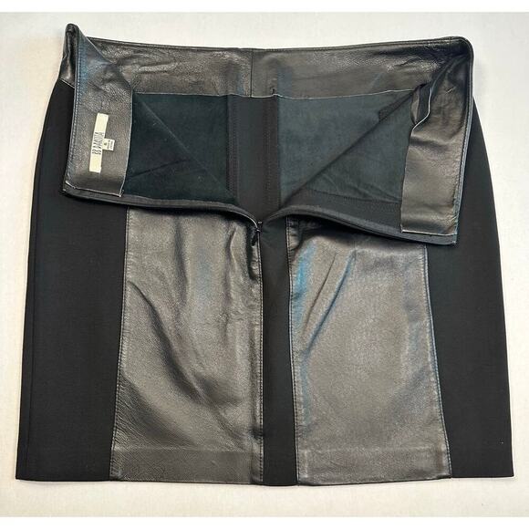 BB Dakota Damien Leather Stretch Panel Mini Skirt Size 6 Goth Festival Clubwear - Picture 6 of 9